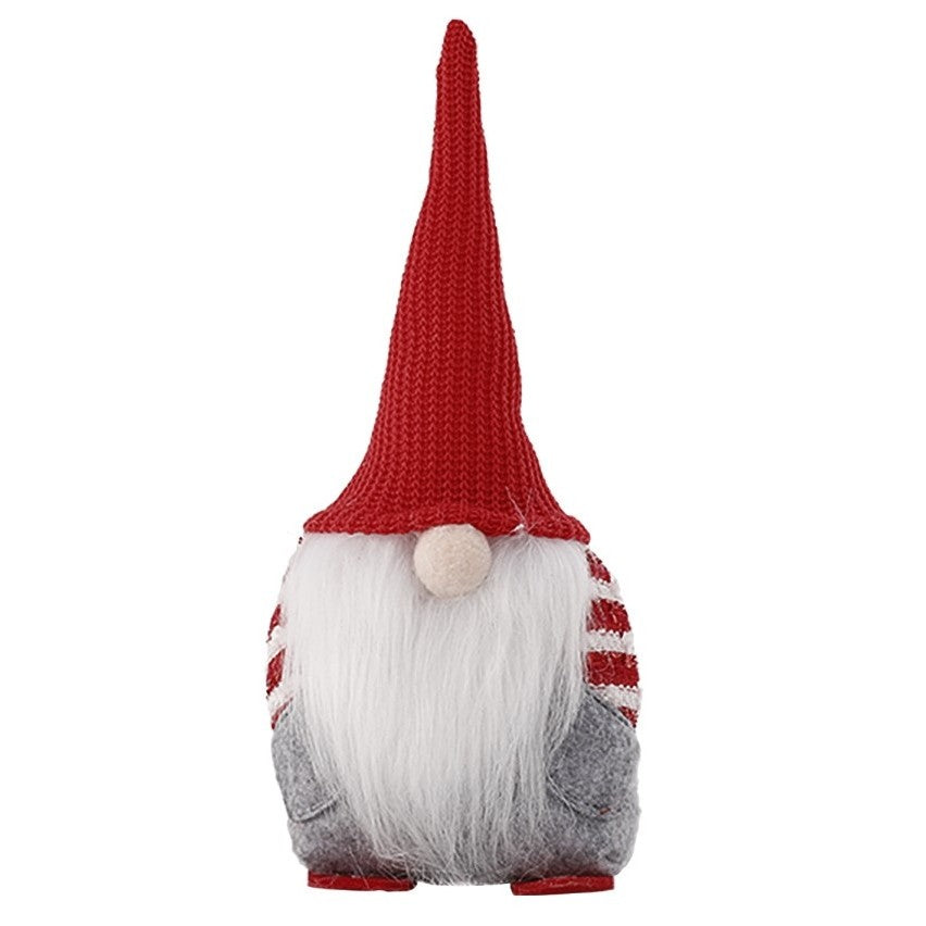 Ornament de Craciun Spiridus, Caciula Rosie Impletita, Kadeny, Material Textil, 25 cm, Multicolor