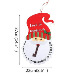 Decoratiune de Craciun Kaveny, Advent calendar, numara zilele pana la Craciun, model Mos Craciun, material poliester, 37 x 22 cm, rosu