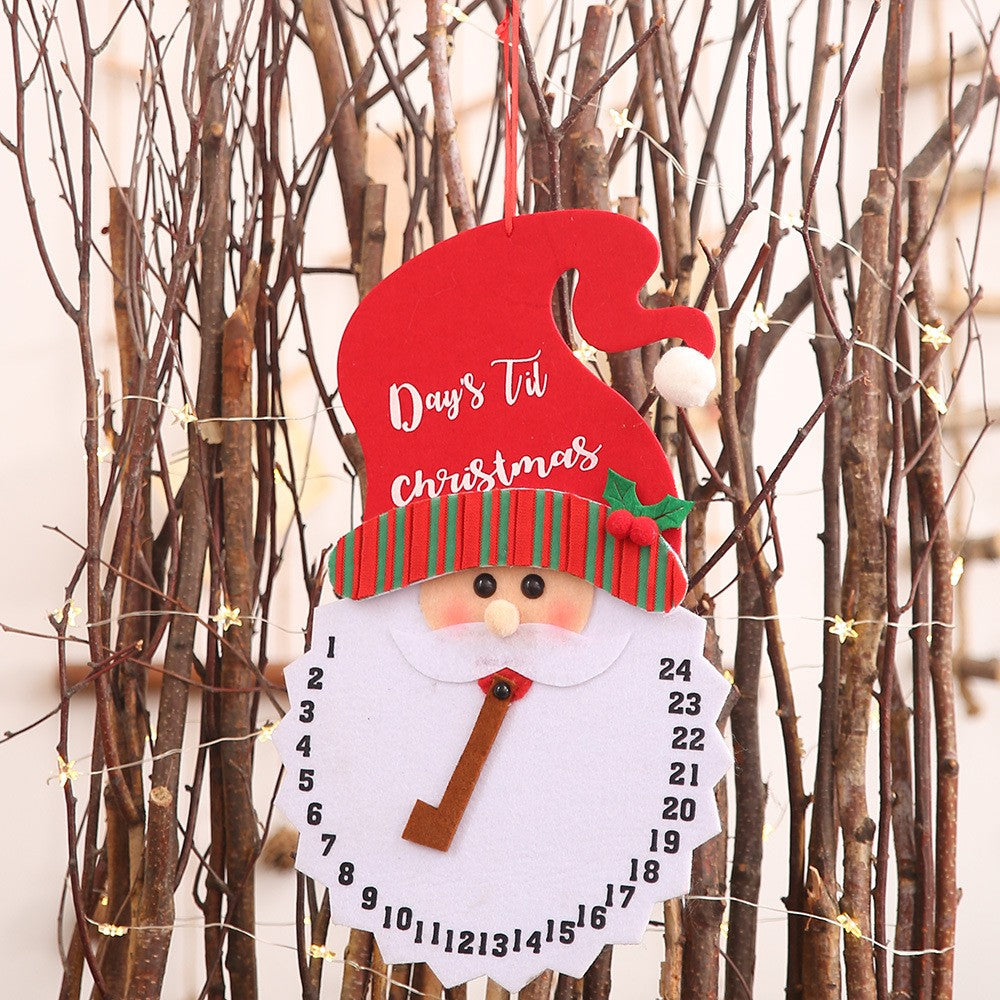 Decoratiune de Craciun Kaveny, Advent calendar, numara zilele pana la Craciun, model Mos Craciun, material poliester, 37 x 22 cm, rosu