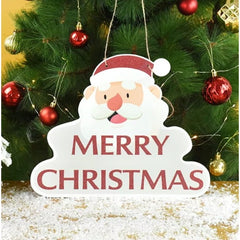 Decoratiune de Craciun, Kadeny, de Agatat, pentru Usa, Perete sau Brad, Sfoara Inclusa, 26.2 x 32.5 cm, din Hartie 350g, Model Mos Craciun, Alb/Rosu