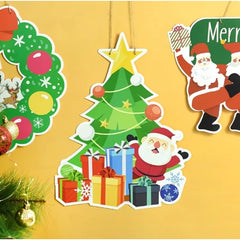 Decoratiune de Craciun, Kadeny, de Agatat, pentru Usa, Perete sau Brad, Sfoara Inclusa, 40.5 x 30.5 cm cm, din Hartie 350g, Model Brad, Multicolor