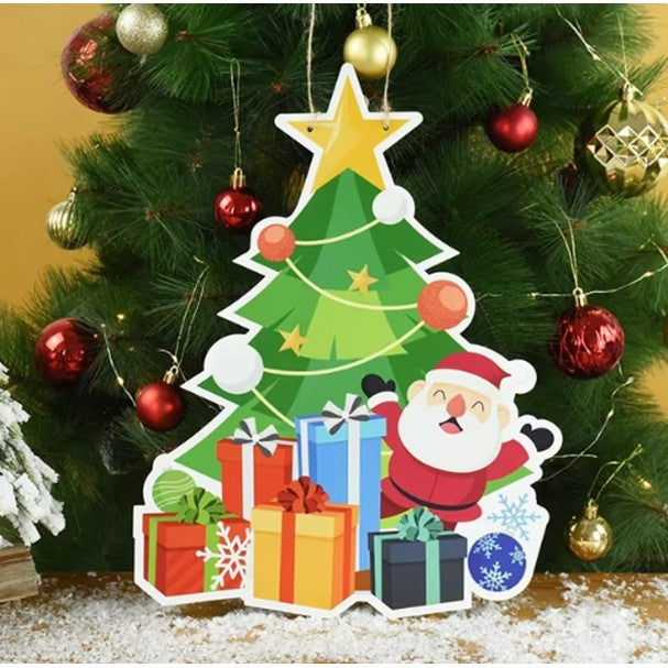 Decoratiune de Craciun, Kadeny, de Agatat, pentru Usa, Perete sau Brad, Sfoara Inclusa, 40.5 x 30.5 cm cm, din Hartie 350g, Model Brad, Multicolor