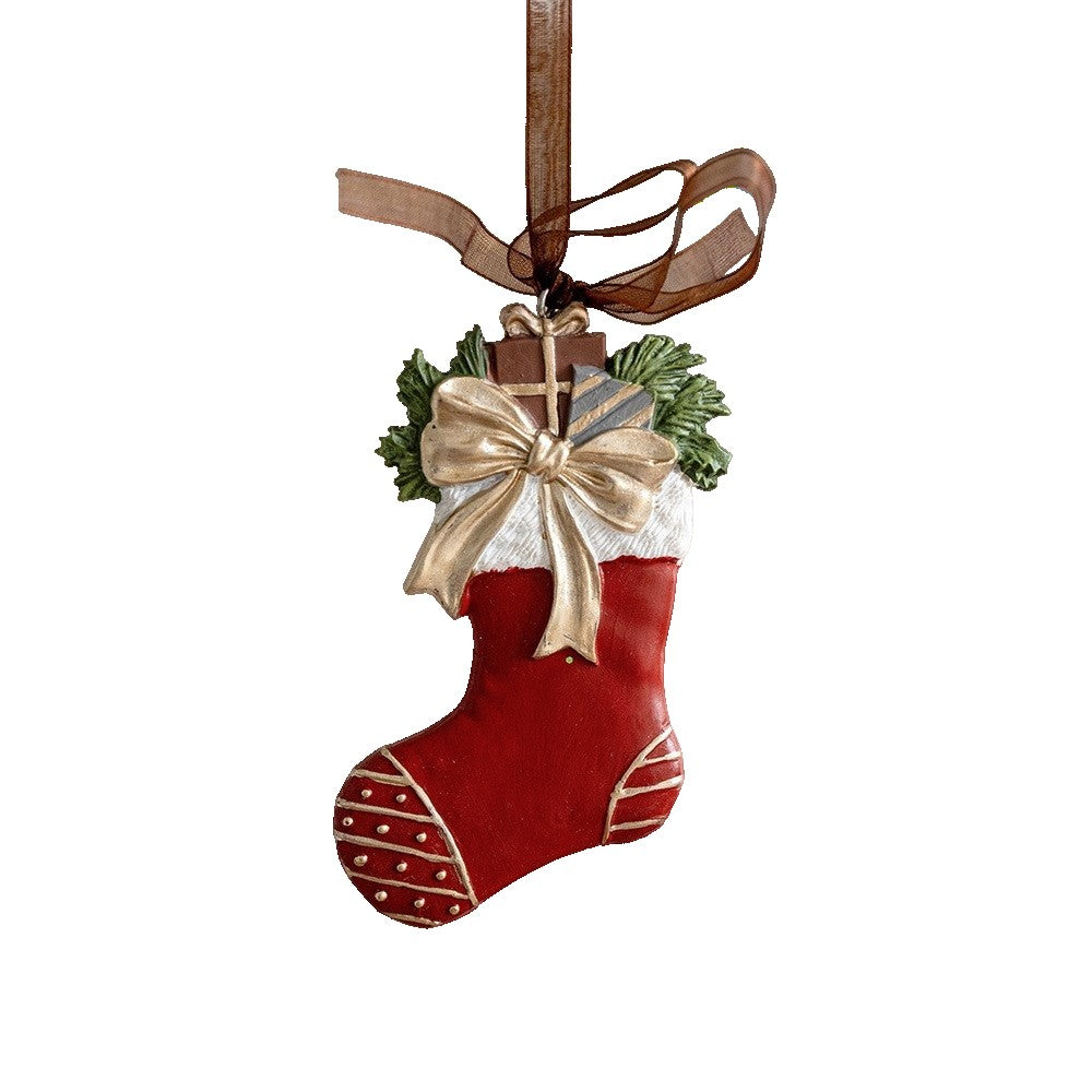 Decoratiune de Craciun, Kadeny, pentru Brad, Model Soseta, 10 x 6 cm, din Rasina, Multicolor