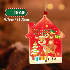 Decoratiune de Craciun Luminoasa in forma de casa, 11.5 x 9.7 cm, cu ren, cu agatatoare, Alb Cald, Kaveny