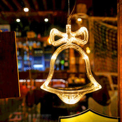 Decoratiune de Craciun Luminoasa in forma de Clopotel 15x18 cm, cu Ventuza, Alb Cald, Kadeny