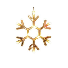 Decoratiune de Craciun Luminoasa in forma de Fulg, 19x19 cm, cu Ventuza, Alb Cald, Kadeny