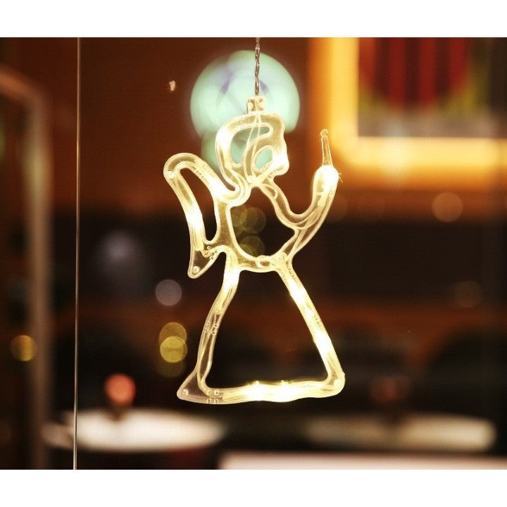 Decoratiune de Craciun Luminoasa in forma de Ingeras 21x12 cm, cu Ventuza, Alb Cald, Kadeny