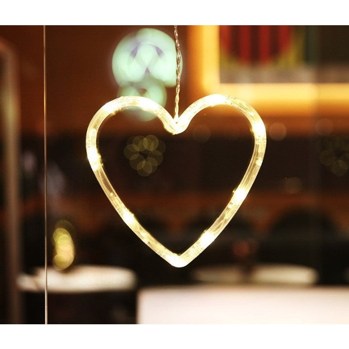 Decoratiune de Craciun Luminoasa in forma de Inima, 13x16.5 cm, cu Ventuza, Alb Cald, Kadeny