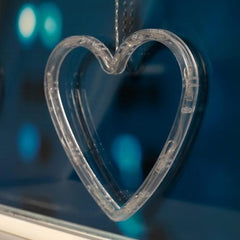 Decoratiune de Craciun Luminoasa in forma de Inima, 13x16.5 cm, cu Ventuza, Alb Cald, Kadeny