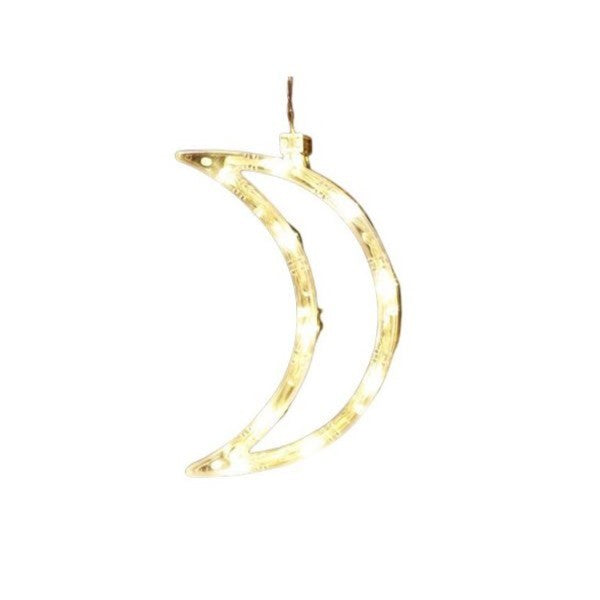 Decoratiune de Craciun Luminoasa in forma de Luna, 18.5x12 cm, cu Ventuza, Alb Cald, Kadeny