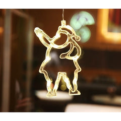 Decoratiune de Craciun Luminoasa in forma de Mos Craciun, 21x13 cm, cu Ventuza, Alb Cald, Kadeny