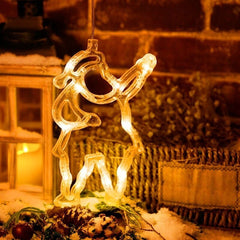 Decoratiune de Craciun Luminoasa in forma de Mos Craciun, 21x13 cm, cu Ventuza, Alb Cald, Kadeny