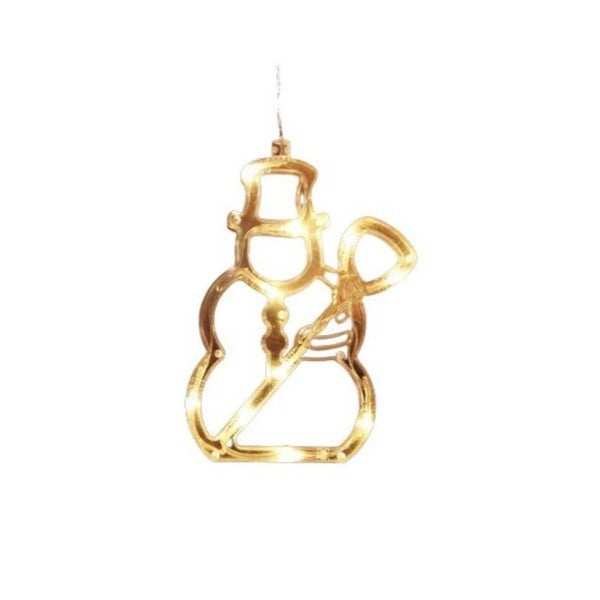 Decoratiune de Craciun Luminoasa in forma de Om de zapada 19x18 cm, cu Ventuza, Alb Cald, Kadeny