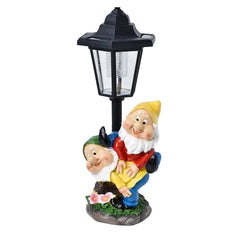 Lampa Solara Decorativa pentru Gradina, Kadeny, Decoratiune pentru Gradina cu Lumini LED, Dimensiuni aprox 31.5 x 12 x 13 cm, Incarcare solara, Model 2 Spiridusi, Negru