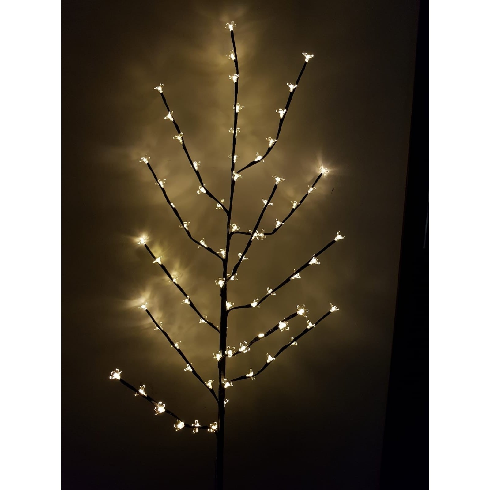 Decoratiune Luminoasa, Kadeny, Crenguta, cu Baterii, 72 LED -uri, Flori, Alb Cald
