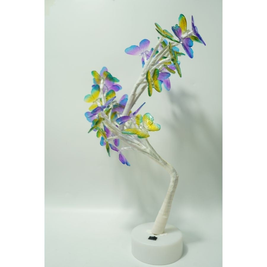 Decoratiune luminoasa, Kadeny, Tip copac cu fluturi, cu baterii/USB