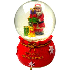 Decoratiune muzicala glob cu zapada, cu lumini si muzica, Mos Craciun, 16 cm, multicolor