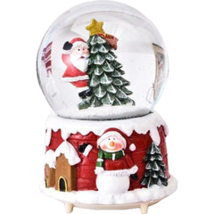 Decoratiune glob cu zapada Kadeny, Mos Craciun in brad, diametru 6.5 cm, multicolor