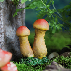 Decoratiune Ornament pentru Ghiveci, Kadeny, Decoratiune pentru Gradina, Model 2 Ciuperci Rosii cu Tulpina Galbena, 3 x 4.4 cm, Galben