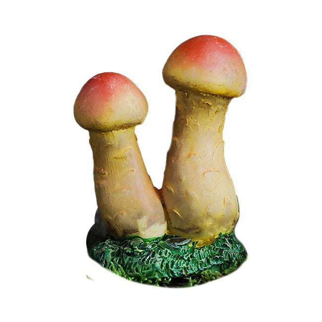 Decoratiune Ornament pentru Ghiveci, Kadeny, Decoratiune pentru Gradina, Model 2 Ciuperci Rosii cu Tulpina Galbena, 3 x 4.4 cm, Galben