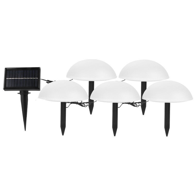 Decoratiune pentru gradina, Kaveny, lampa solara in forma de ciuperca, 5 ciuperci, alb cald