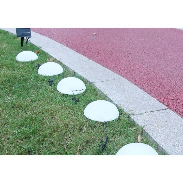 Decoratiune pentru gradina, Kaveny, lampa solara in forma de ciuperca, 5 ciuperci, alb cald