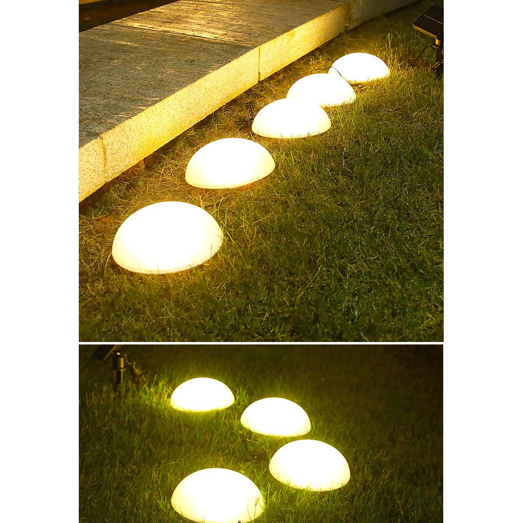 Decoratiune pentru gradina, Kaveny, lampa solara in forma de ciuperca, 5 ciuperci, alb cald