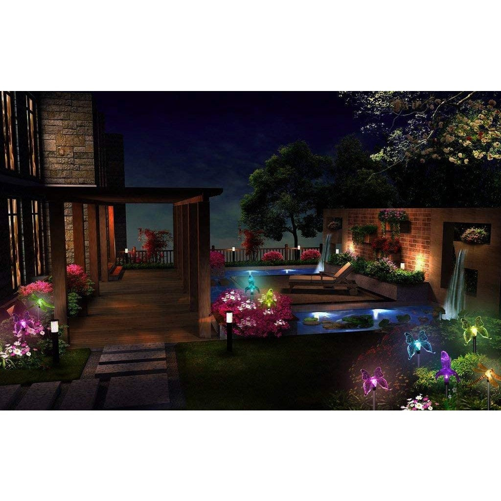 Set 3 Lampi Solare LED tip pasare-fluture-libelula, Inaltime 43 cm, Kaveny, Multicolor