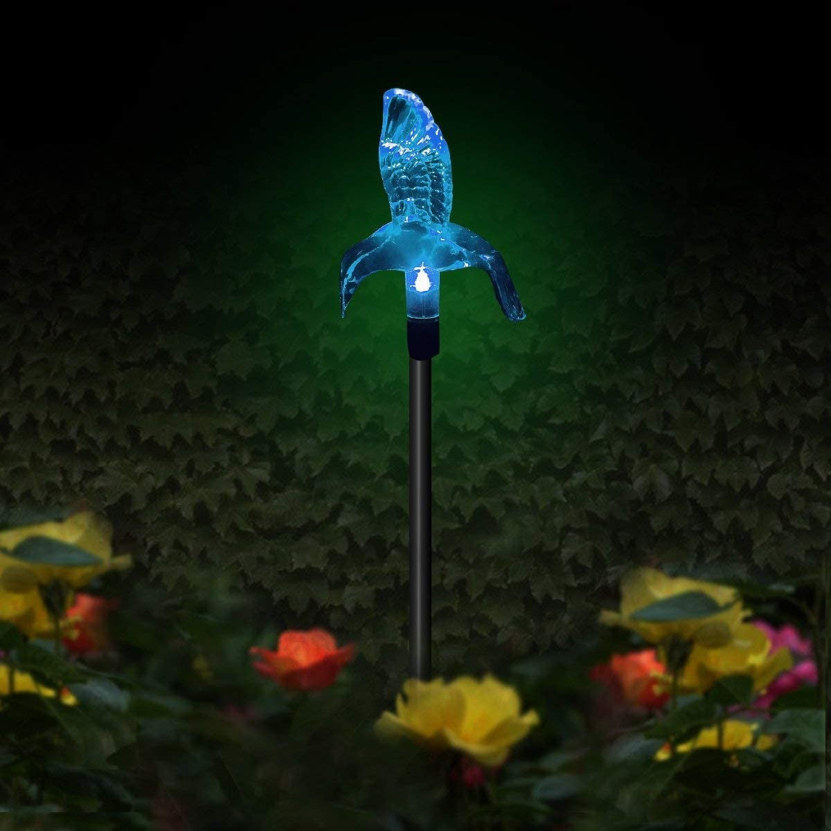 Set 3 Lampi Solare LED tip pasare-fluture-libelula, Inaltime 43 cm, Kaveny, Multicolor