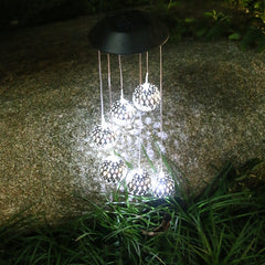 Lampa solara de tip decoratiune pentru gradina, Kaveny, model clopotel de vant,  alb cald