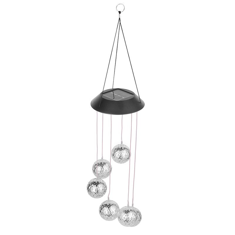 Lampa solara de tip decoratiune pentru gradina, Kaveny, model clopotel de vant,  alb cald