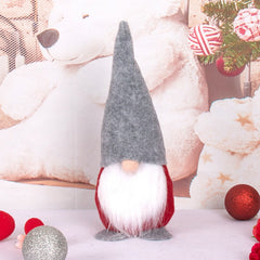 Ornament de Craciun Spiridus, Caciula Gri, Kadeny, Material Textil, 40 cm, Rosu