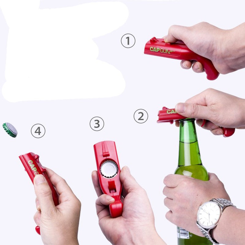 Deschizator de sticle, Kadeny, Model Pistol, Plastic, ABS, pentru Dopuri Metalice, 13 x 6 x 3.7 cm, Rosu