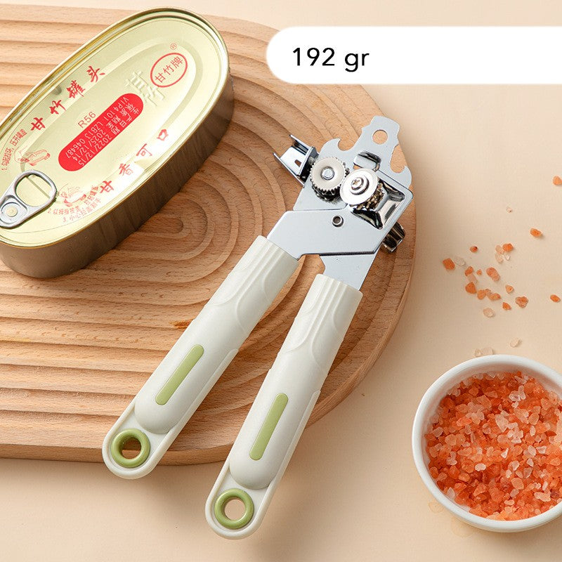 Desfacator de Conserve 3 in 1, Kadeny, Instrument pentru Deschis Conserve, Sticle, Otel inoxidabil, Simplu de Utilizat, Maner Anti alunecare, 21.5 x 4.7 cm Alb