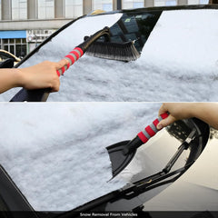 Perie de Zapada cu Racleta pentru Masina, Kadeny, Multifunctionala, Rotativa, Demontabila, cu Maner Antiderapant, Aluminiu, Plastic, Fragmentarea Ghetii de pe Parbriz, Solutia pentru Iarna, pentru Dezghetare, 54x10.5x27 cm, Rosie