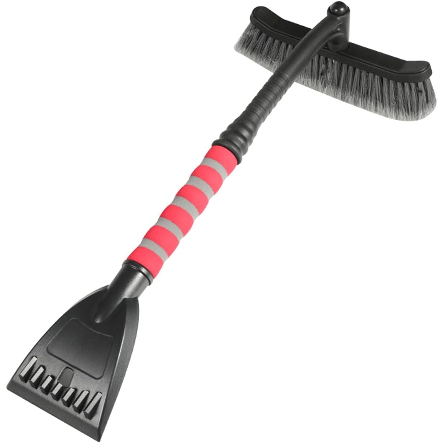 Perie de Zapada cu Racleta pentru Masina, Kadeny, Multifunctionala, Rotativa, Demontabila, cu Maner Antiderapant, Aluminiu, Plastic, Fragmentarea Ghetii de pe Parbriz, Solutia pentru Iarna, pentru Dezghetare, 54x10.5x27 cm, Rosie