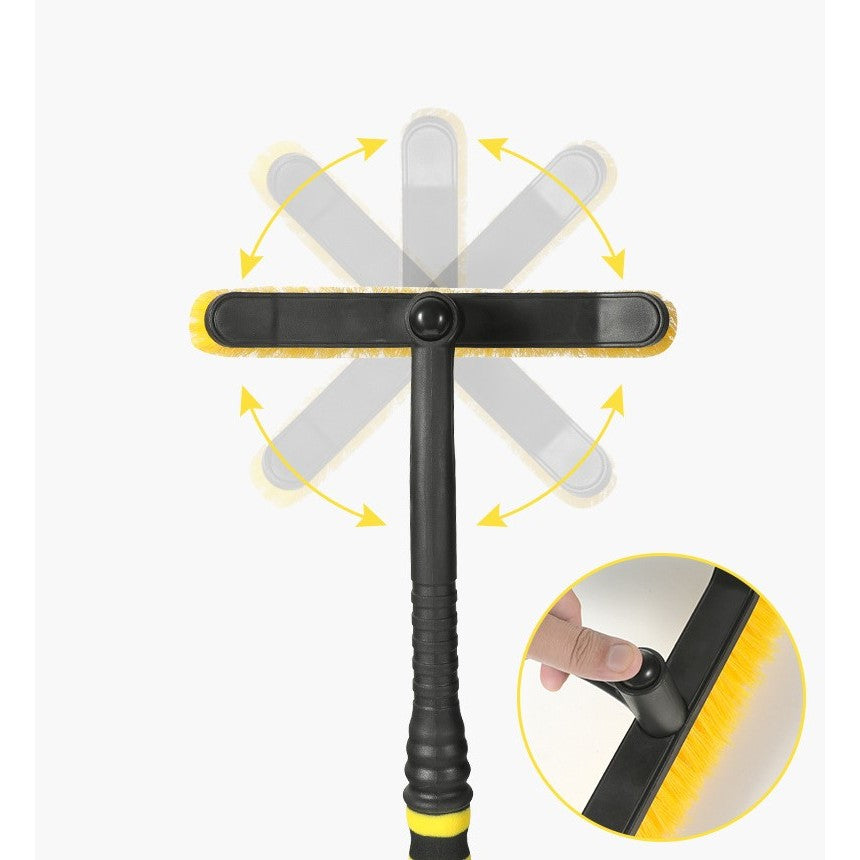 Perie de Zapada cu Racleta pentru Masina, Kadeny, Multifunctionala, Rotativa, Demontabila, cu Maner Antiderapant, Aluminiu, Plastic, Fragmentarea Ghetii de pe Parbriz, Solutia pentru Iarna, pentru Dezghetare, 54x10.5x27 cm, Galbena