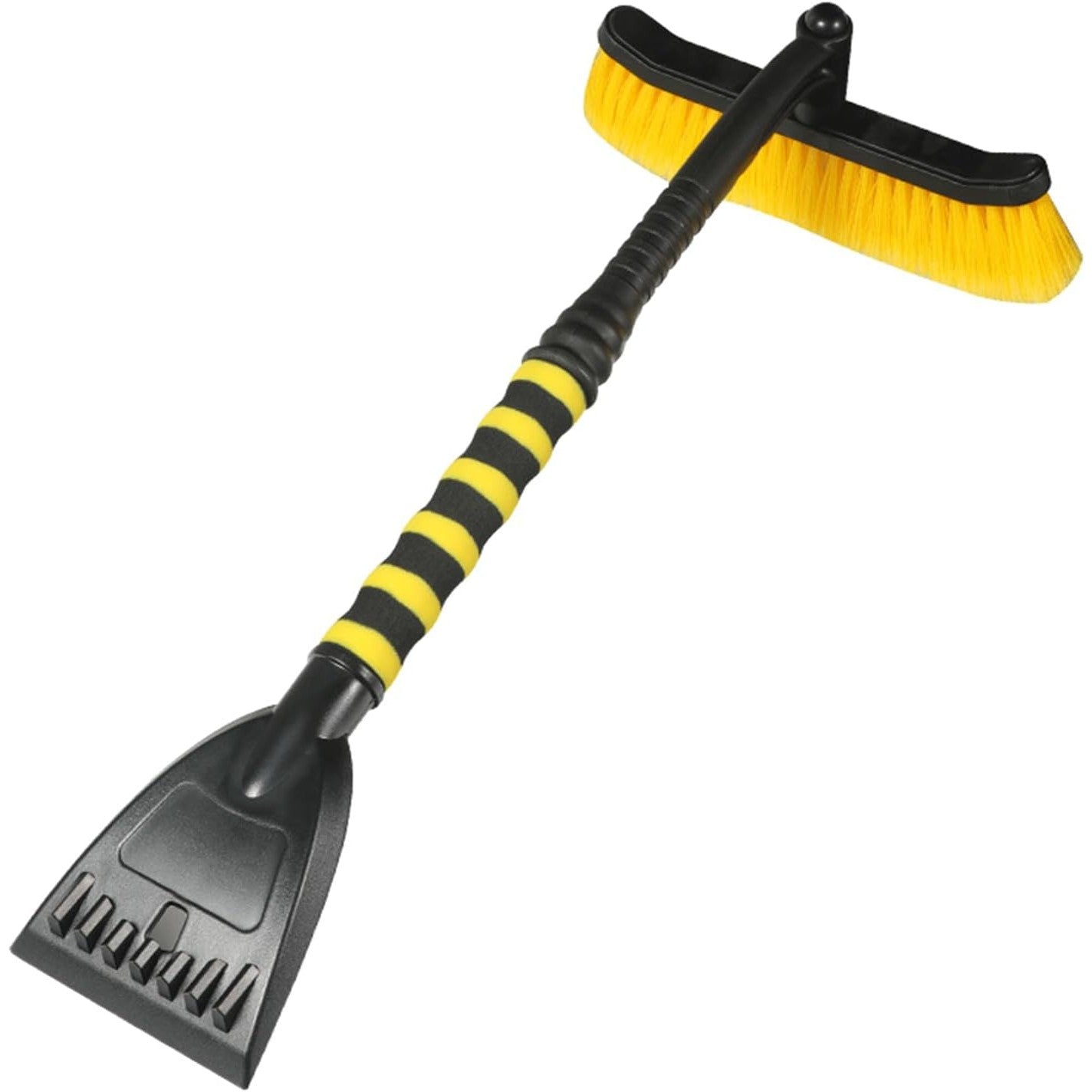 Perie de Zapada cu Racleta pentru Masina, Kadeny, Multifunctionala, Rotativa, Demontabila, cu Maner Antiderapant, Aluminiu, Plastic, Fragmentarea Ghetii de pe Parbriz, Solutia pentru Iarna, pentru Dezghetare, 54x10.5x27 cm, Galbena