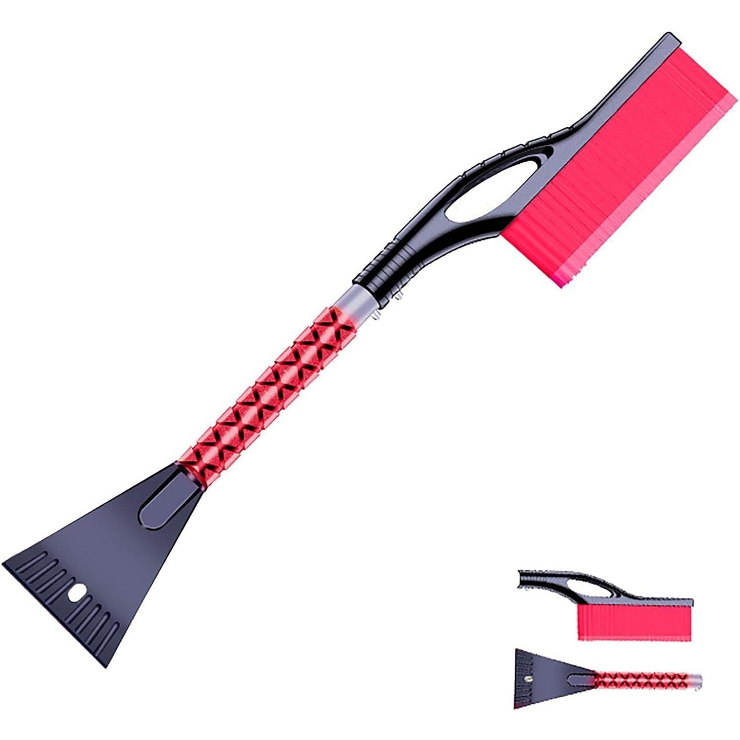 Perie de Zapada cu Racleta pentru Masina, Kadeny, Multifunctionala, Demontabila, cu Maner Antiderapant, Aluminiu, Plastic, Fragmentarea Ghetii de pe Parbriz, Solutia pentru Iarna, pentru Dezghetare, 68x24x11.1 cm, Rosu