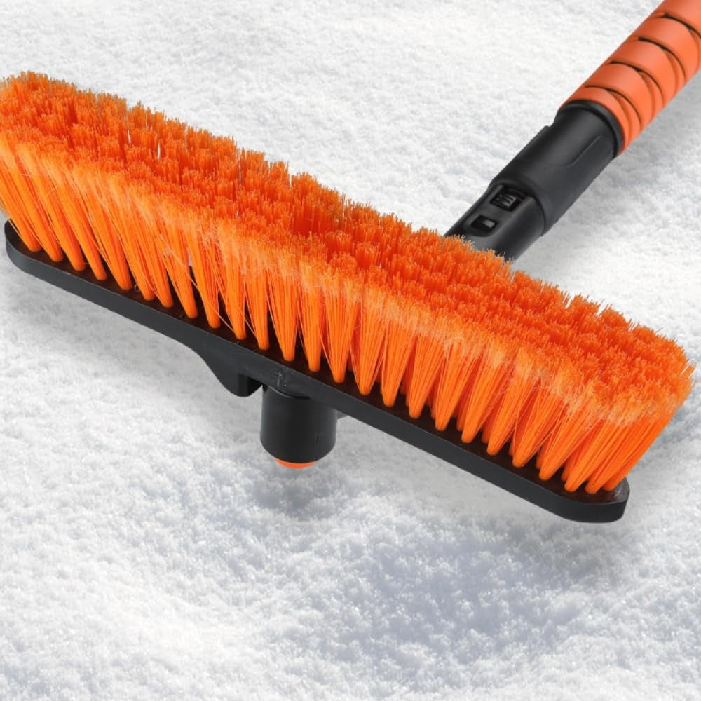 Perie de Zapada cu Racleta pentru Masina, Kadeny, Multifunctionala, Rotativa, Demontabila, cu Maner Antiderapant, Telescopica, Aluminiu, Plastic, Fragmentarea Ghetii de pe Parbriz, Solutia pentru Iarna, pentru Dezghetare, Portocalie