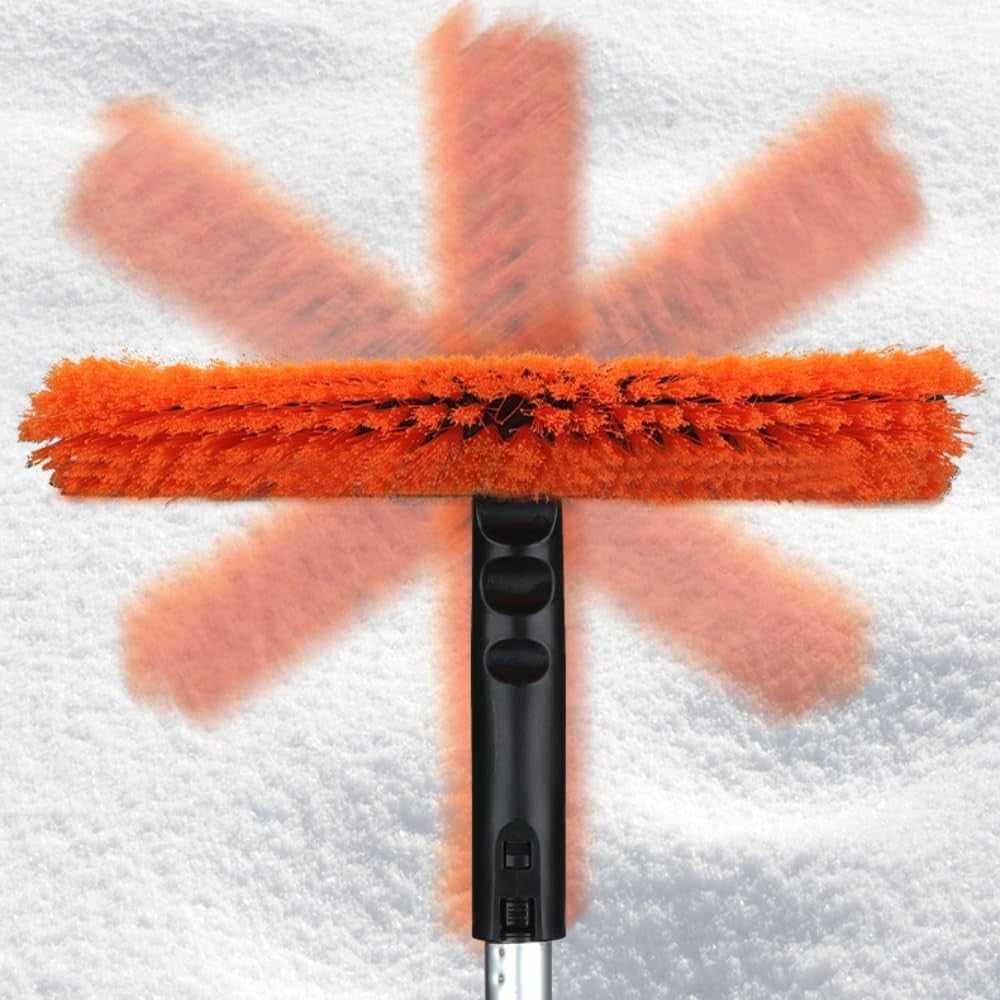 Perie de Zapada cu Racleta pentru Masina, Kadeny, Multifunctionala, Rotativa, Demontabila, cu Maner Antiderapant, Telescopica, Aluminiu, Plastic, Fragmentarea Ghetii de pe Parbriz, Solutia pentru Iarna, pentru Dezghetare, Portocalie