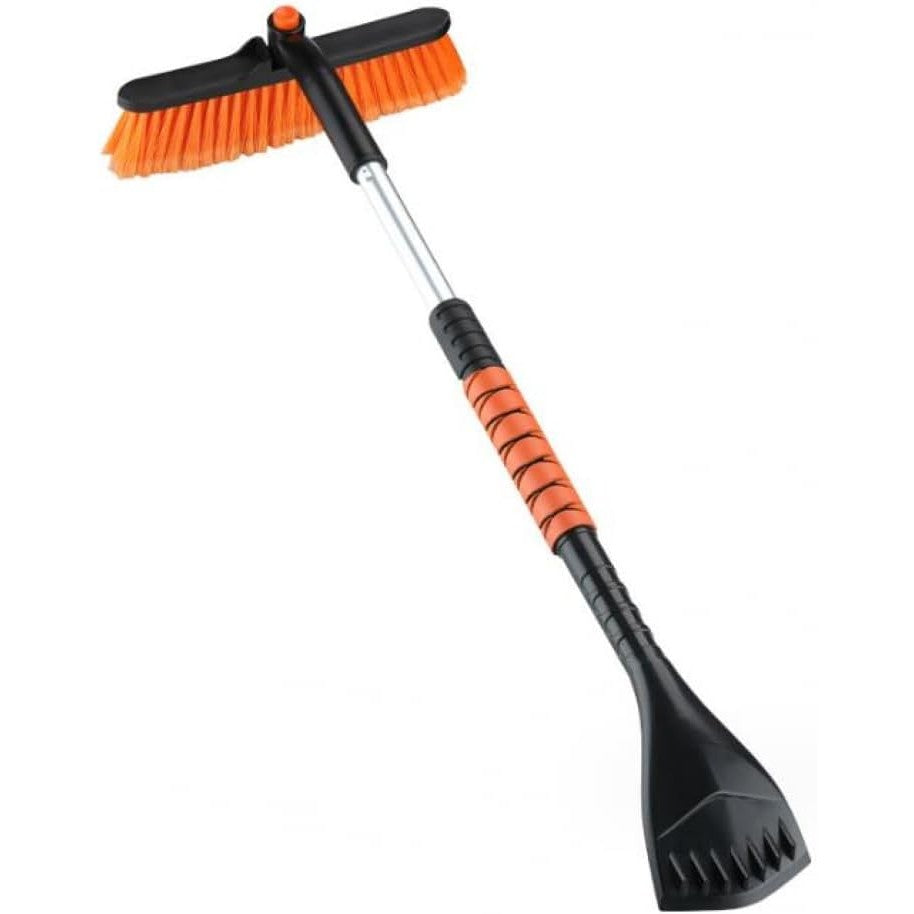 Perie de Zapada cu Racleta pentru Masina, Kadeny, Multifunctionala, Rotativa, Demontabila, cu Maner Antiderapant, Telescopica, Aluminiu, Plastic, Fragmentarea Ghetii de pe Parbriz, Solutia pentru Iarna, pentru Dezghetare, Portocalie