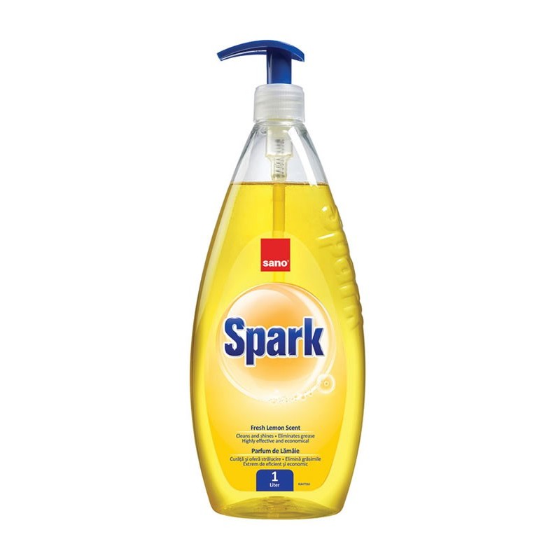 Detergent de vase Sano Spark, lamaie, 1l, cu dispenser