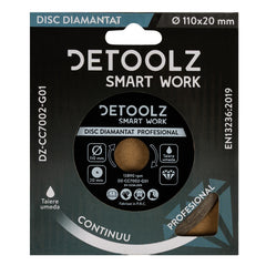 Disc diamantat continuu Detoolz 110x20mm, taiere umeda