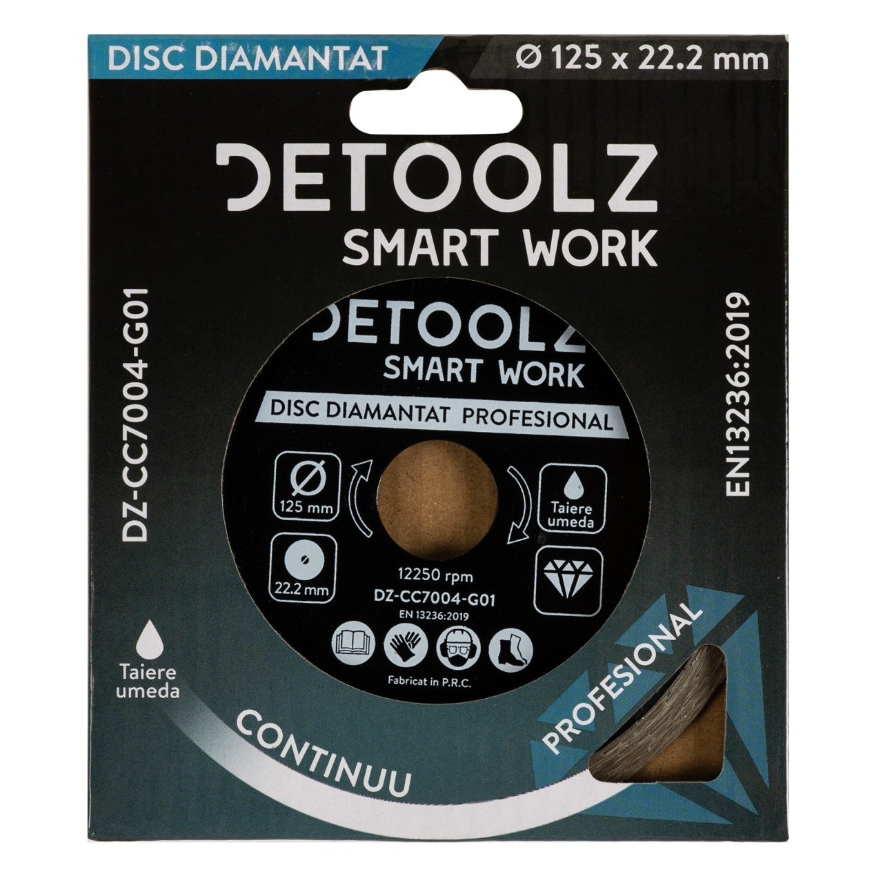 Disc diamantat continuu Detoolz 125x22.2mm, taiere umeda