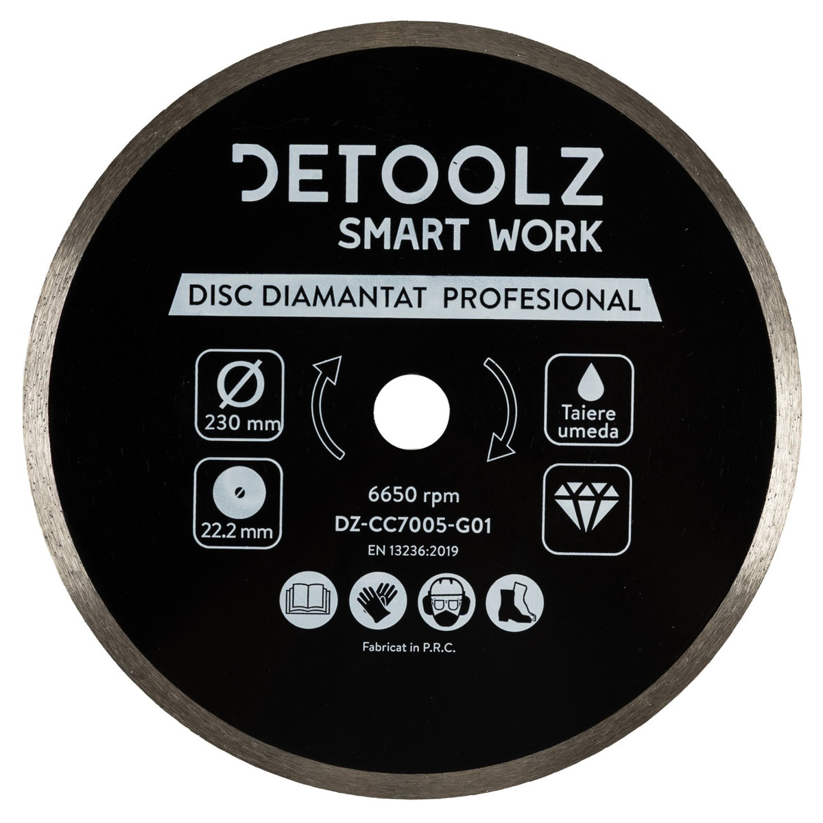 Disc diamantat continuu Detoolz 230x22.2mm, taiere umeda