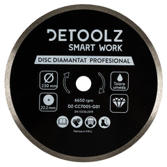 Disc diamantat continuu Detoolz 230x22.2mm, taiere umeda
