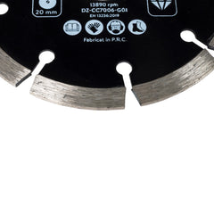 Disc diamantat segmentat Detoolz 110x20mm, taiere uscata