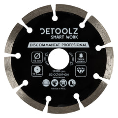 Disc diamantat segmentat Detoolz 115x22.2mm, taiere uscata