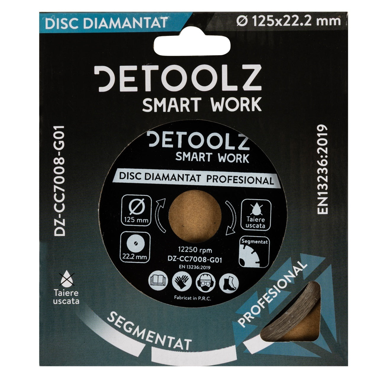 Disc diamantat segmentat Detoolz 125x22.2mm, taiere uscata